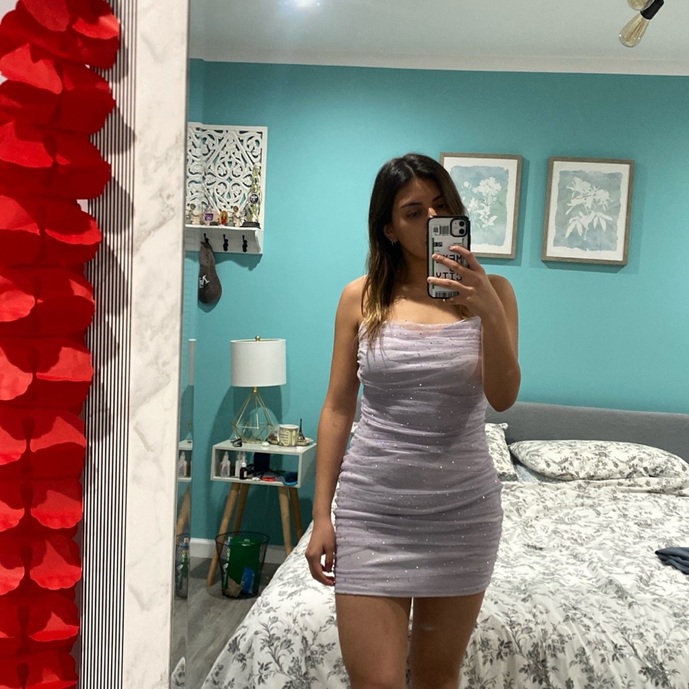 Windsor lavender sparkle mini dress